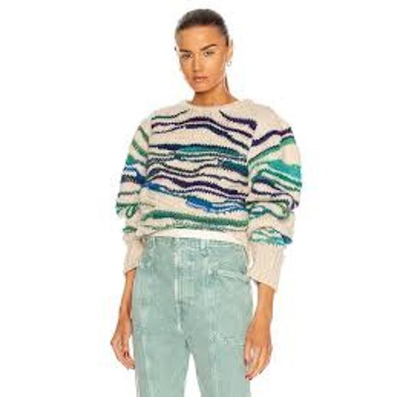 Isabel Marant Etoile Serena Sweater in Green and Ecru